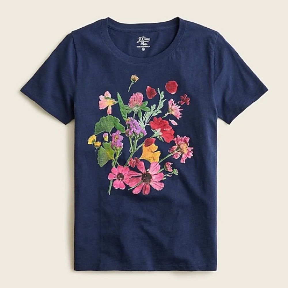 J.Crew Vintage cotton pressed-flower crewneck T-shirt